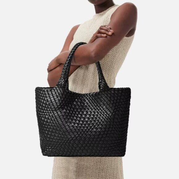New woven vegan leather shoulder tote - Picture 10 of 11